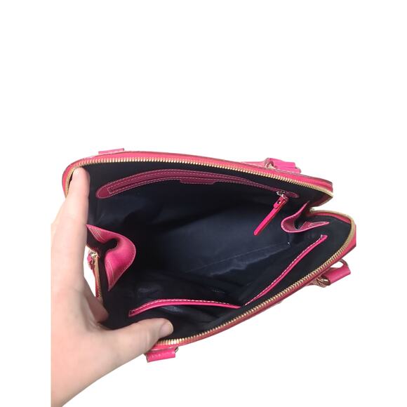 Kate Spade Pink Pebbled Leather Bowling Bag Satchel Vintage - Picture 9 of 12